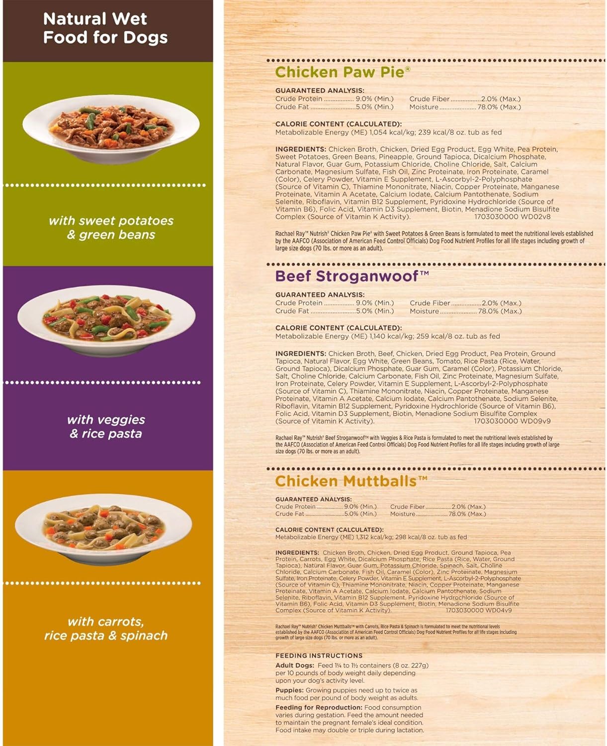 Rachael Ray Nutrish Grain Free Wet Dog Food Three Flavors Variety Pack, Case of 8 OZ Trays