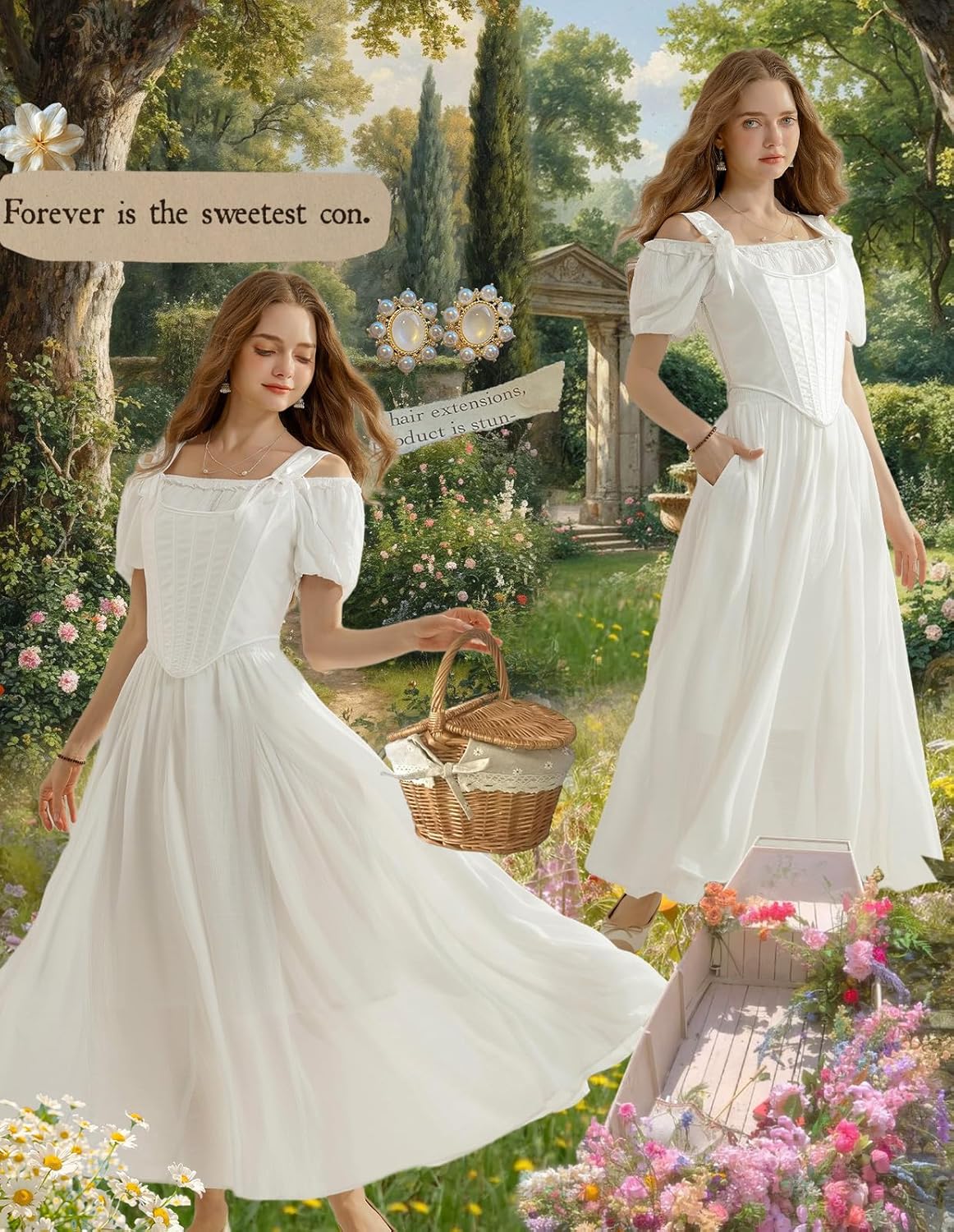 Scarlet Darkness Maxi Skirts for Women Long Flowy Boho Renaissance Skirt with Pockets - Image 4