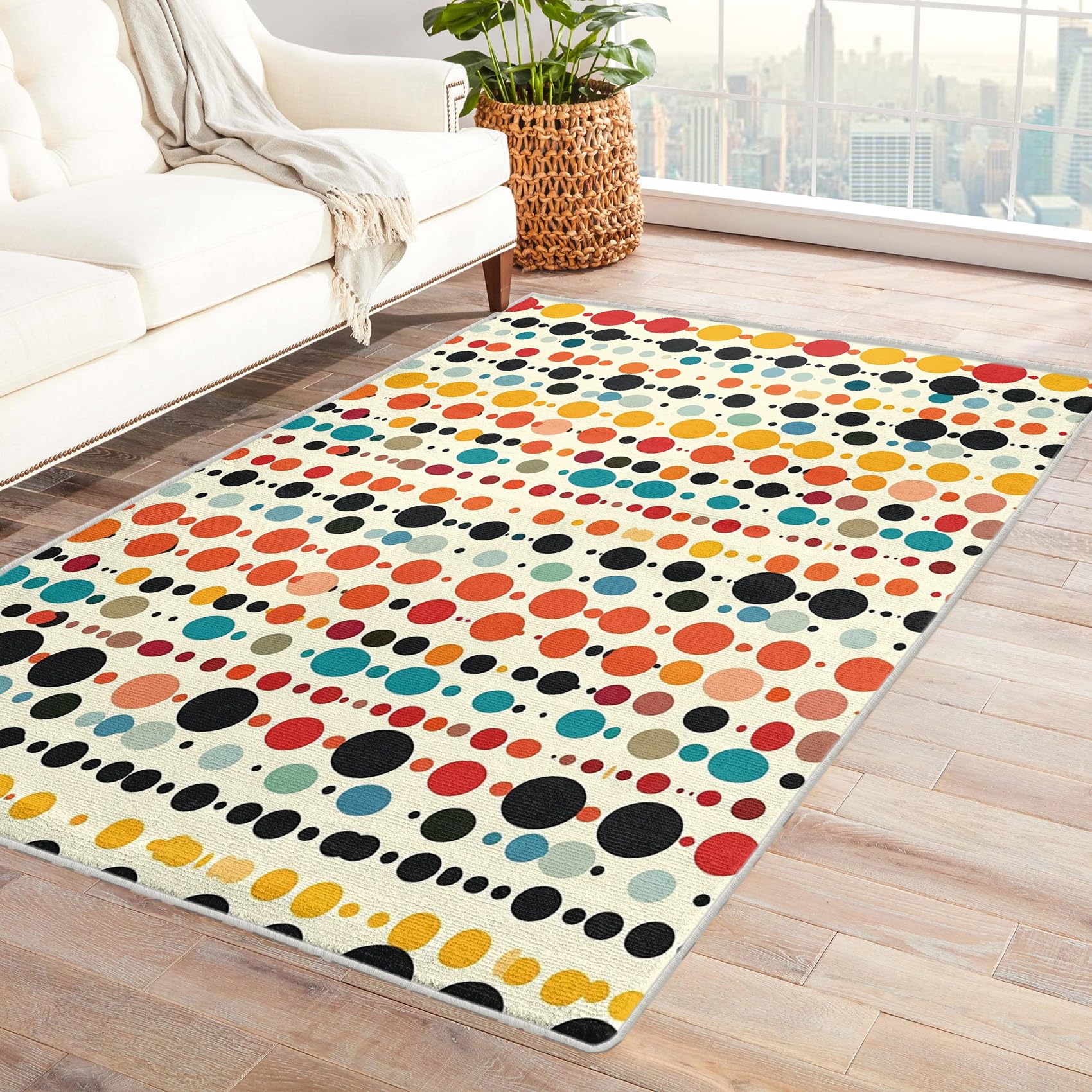 Generic Polka Dot Rug Kids Room - 4x6 Rug - Polka Dot Rug - Kids Geometric Area Rug - Multicolor Cute Rugs - Colorful Modern Carpet