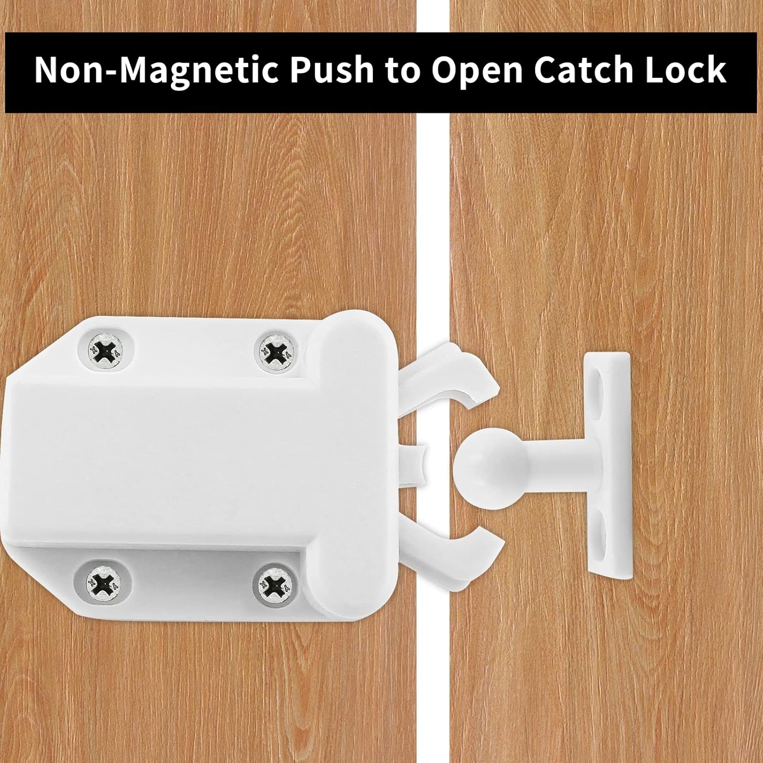 8 PCS Push Latch, Rebound self-Locking Device Touch Latch, Safe Push Latch with Automatic Pop-Up Cabinet Lock, Open Cabinet Hardware for Drawer Cabinet Cupboard Bedroom Touch Latch