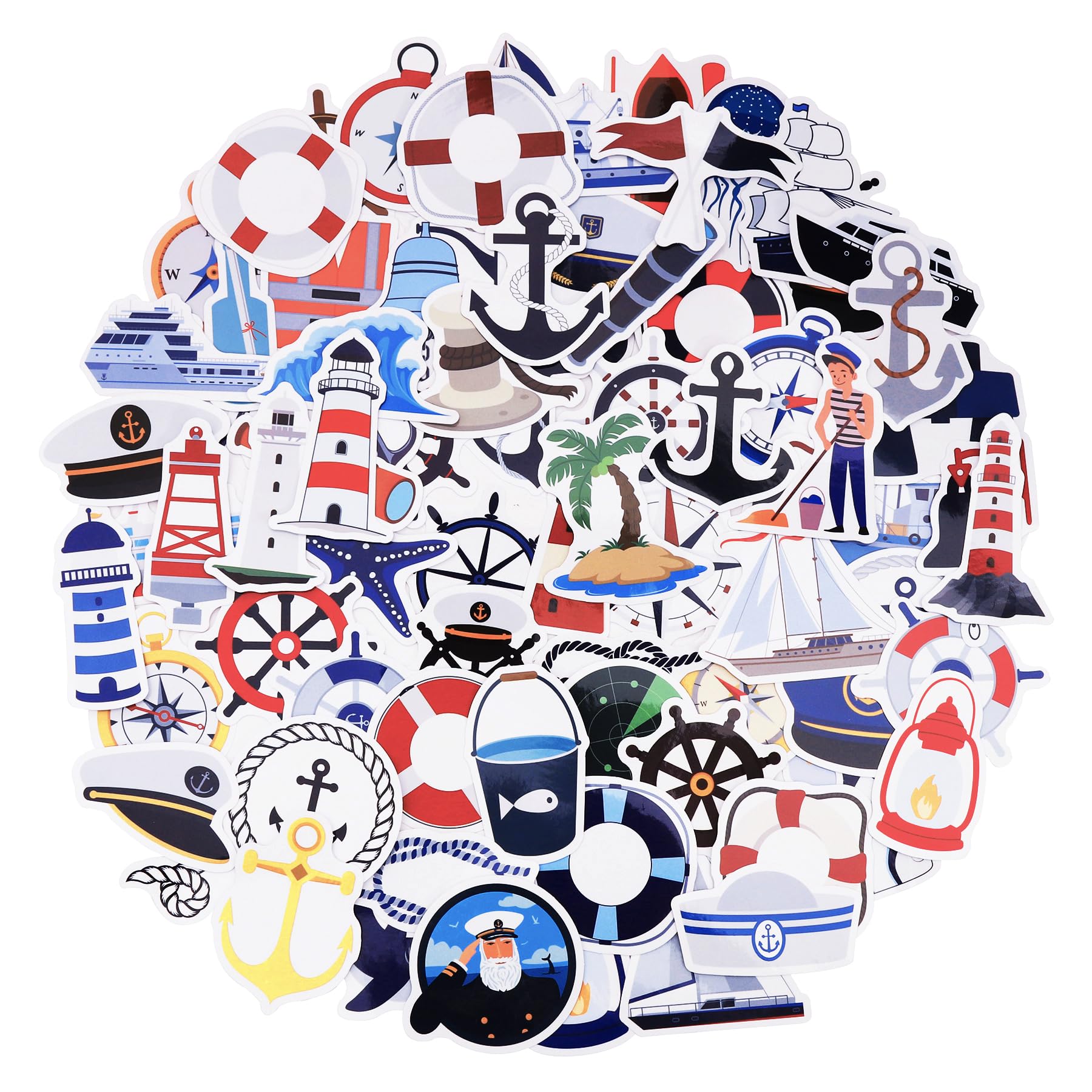 100 Pack Nautical Stickers, Nautical Party Favors, Anchor Birthday Decorations Gifts