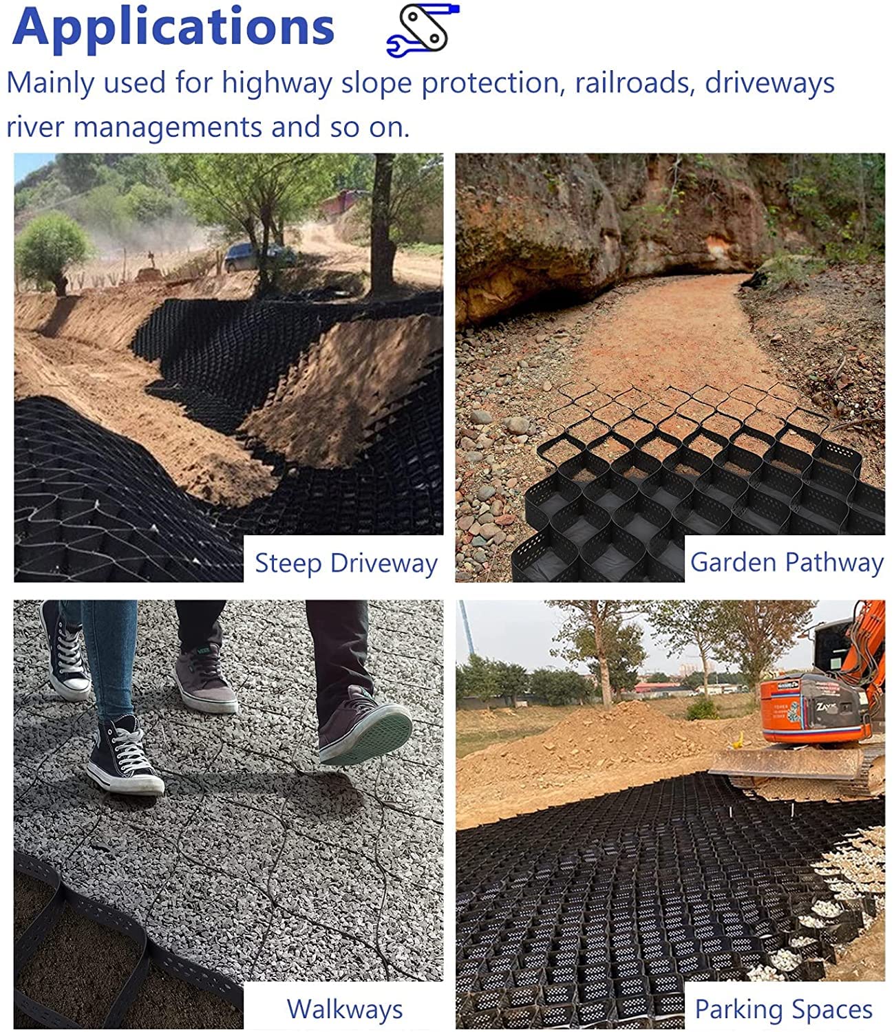 HighPerformance - Rejilla estabilizadora de grava permeable de 2 pulgadas para caminos y pavimentos de grava (2 x 9 m)