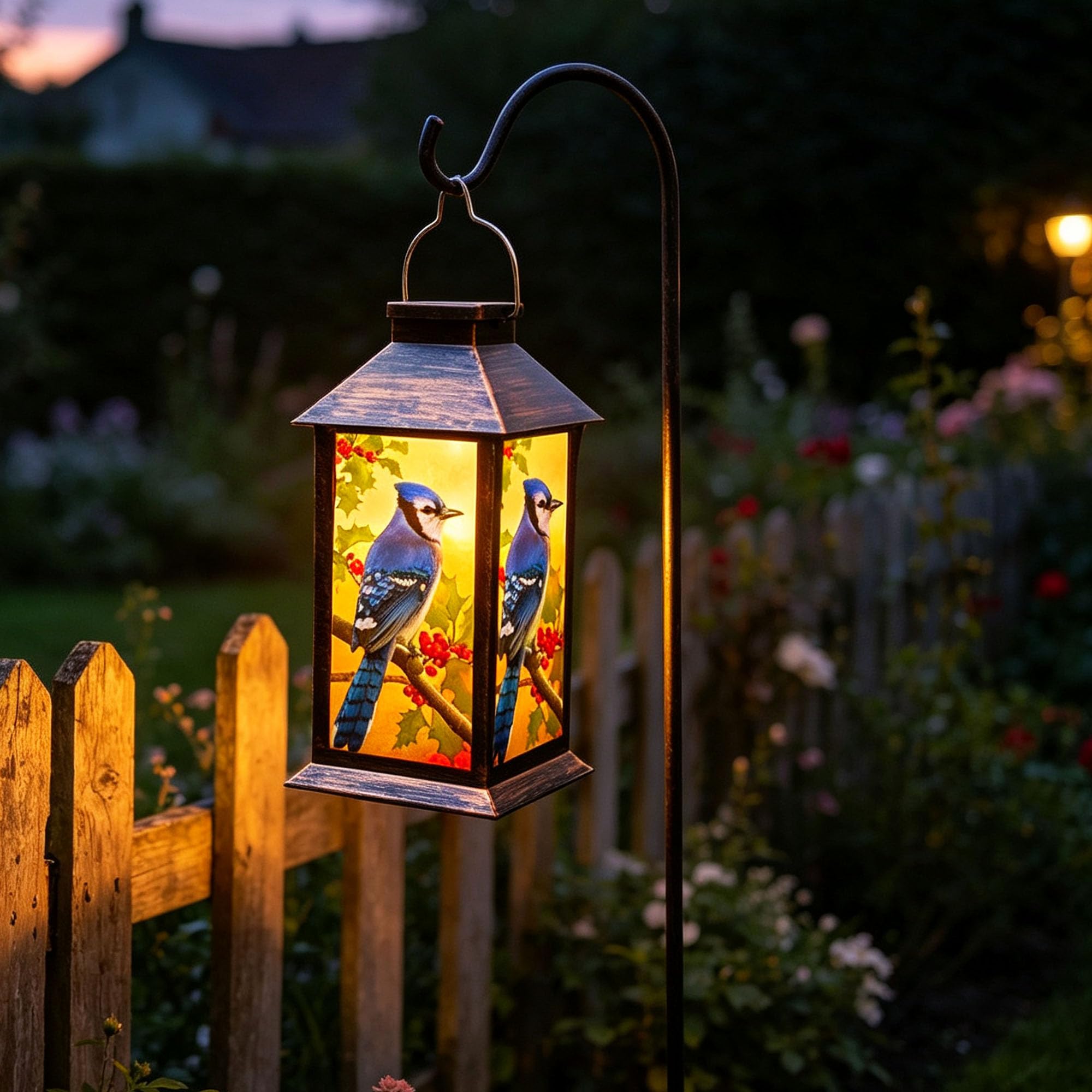 Lanterne solari da appendere per esterni, a forma di gufo, per giardino, patio, portico e tavolo in PVC, impermeabile (1 confezione)