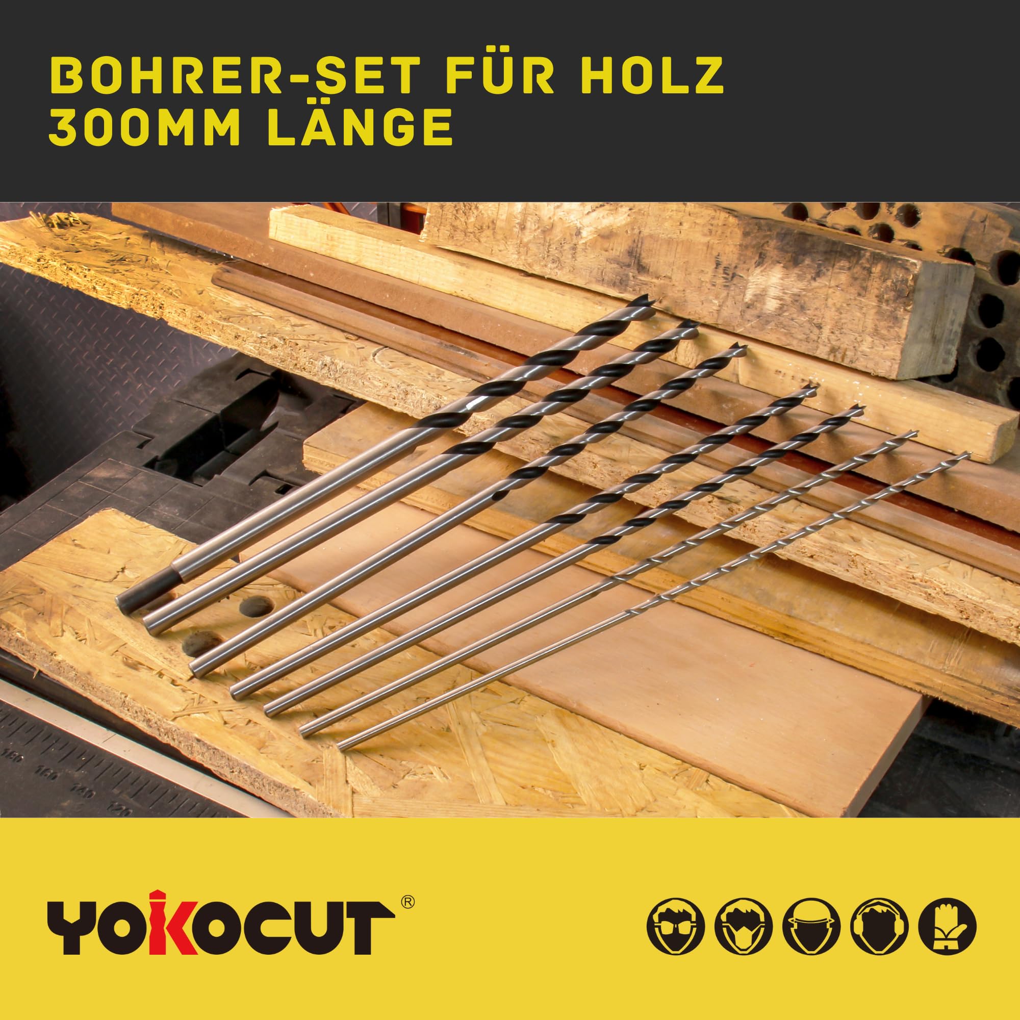 Holzbohrer Set 7-teilig: 300 mm lange Balkenbohrer 4,5,6,7,8,10,12 mm Länger scharfe Holzspiralbohrer Lange Holzbohrer Holzbohrer Set 7-teilig: 300 mm lange Balkenbohrer 4,5,6,7,8,10,12 mm Länger scharfe Holzspiralbohrer Lange Holzbohrer
