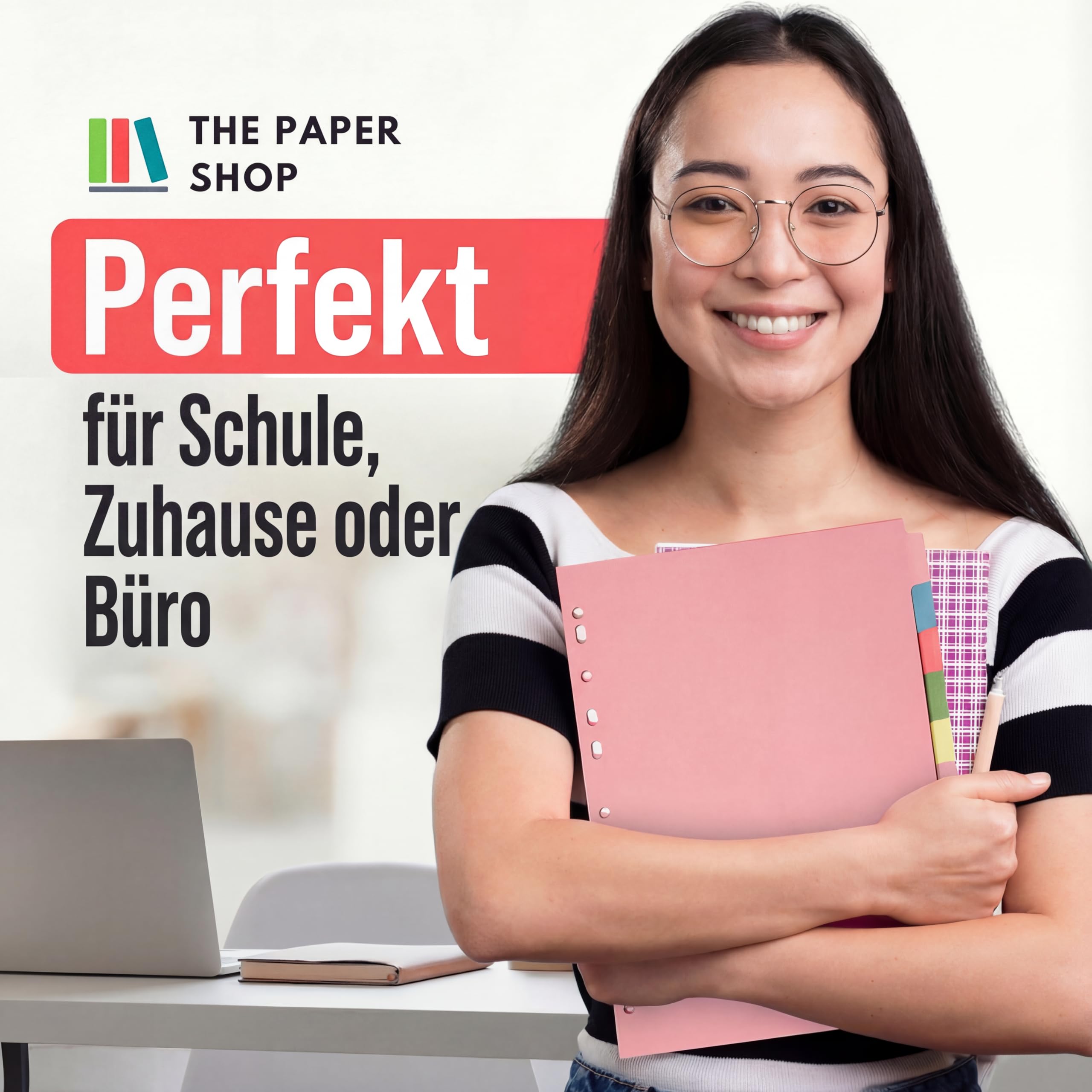 The Paper Shop A4 Ordner Register Unterteiler Hochformat 150 g/m² | 5 Pack | 10-Teilig Mehrfach Gelocht Aus Stabiler Pappe | Farbige Trennblätter für Dokumente Büro Schule Archiv Organisation
