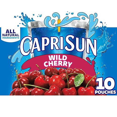 Capri Sun Wild Cherry - Mezcla de bebida de jugo para niños con sabor natural (caja de 10 unidades, bolsas de 6 onzas líquidas) disponible en Yaxa Peru