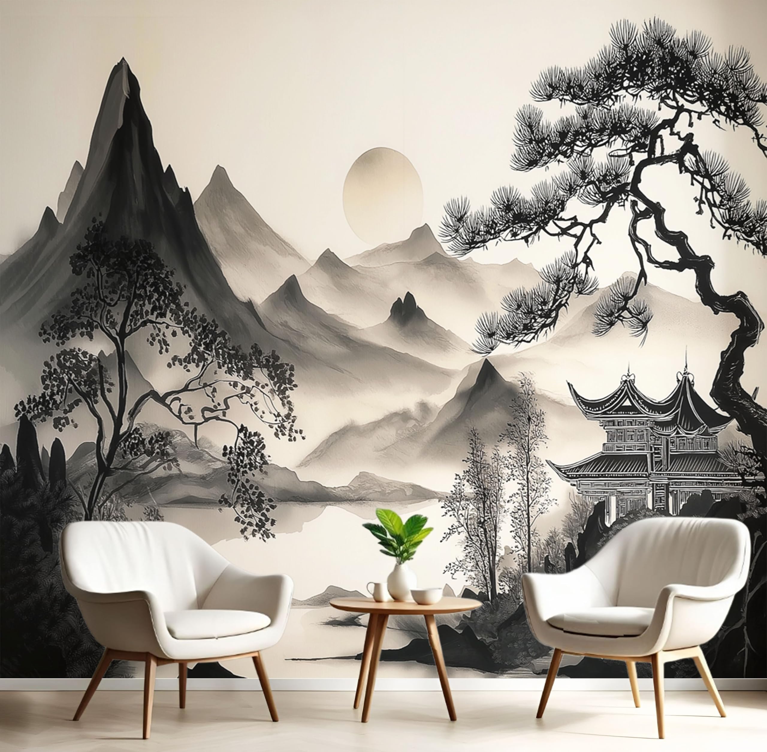 Fresque murale architecture chinoise au design artistique haut de gamme