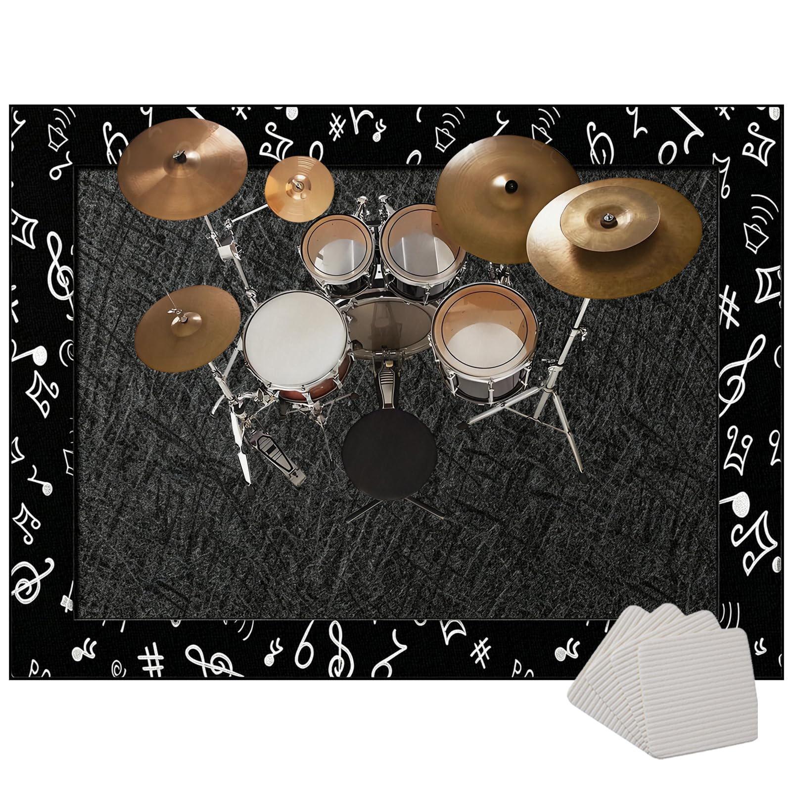 Schlagzeugteppich Schwarz Schallschutz Drum Teppich Matte 160 x 120 cm