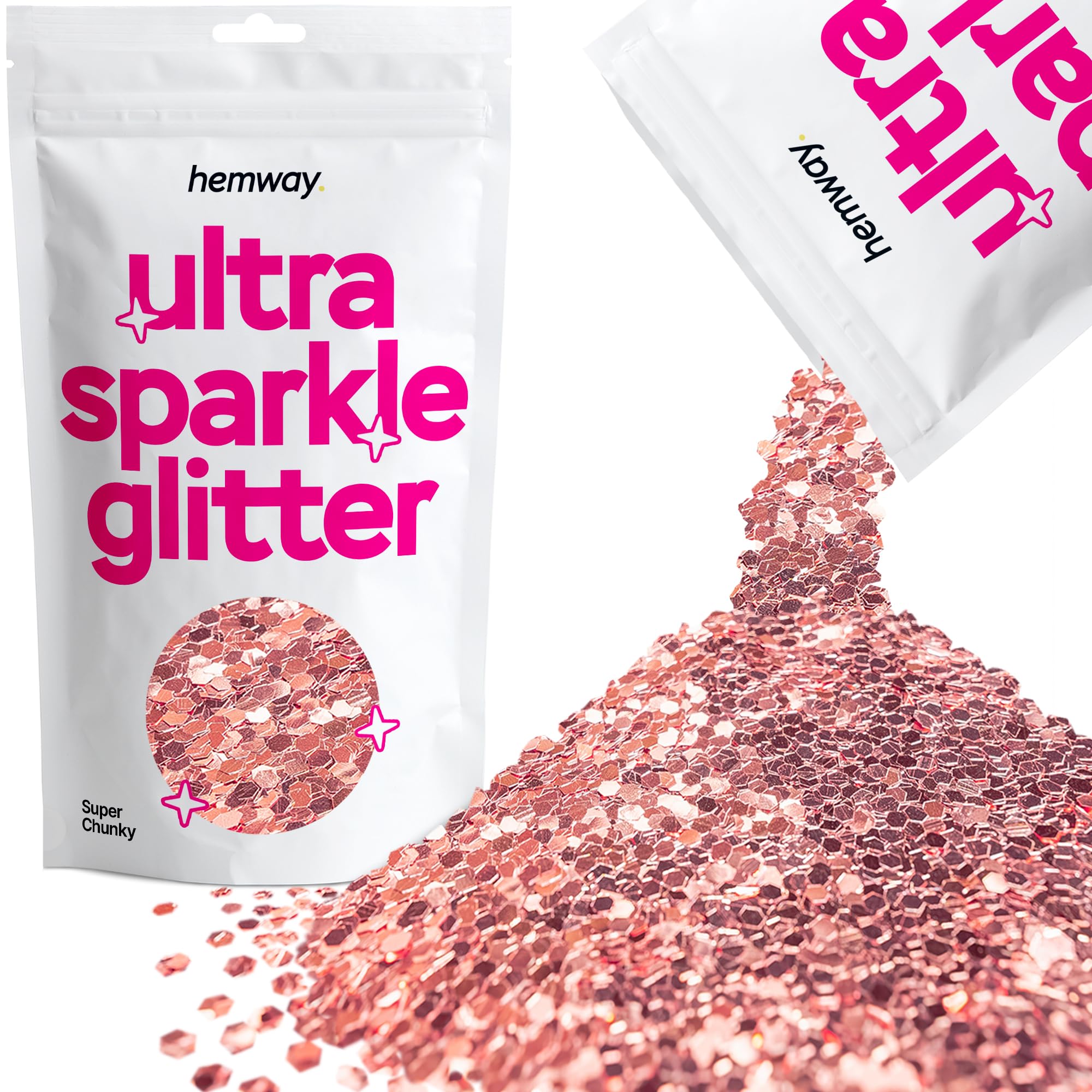 Hemway Ultra Sparkle Glitter Baby Pink Iridescent 100g Fine | Glitter for Arts & Craft, Makeup, Nail Art, Crafting, Card Making, Sparkle Decoration — view 92