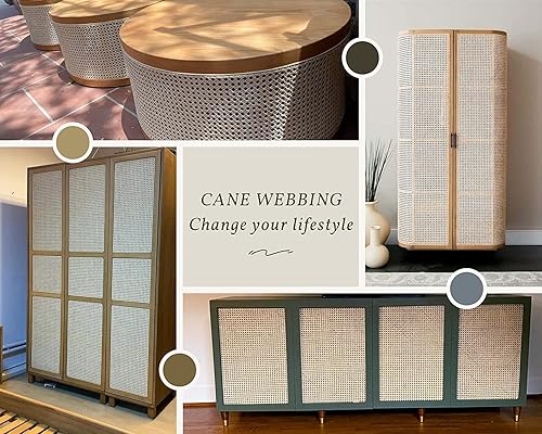 Miniatura 5 de Caña de malla pretejida de 14 pulgadas de ancho, rollo de cincha de caña de ratán, tejido abierto, malla de mimbre para gabinete, puerta