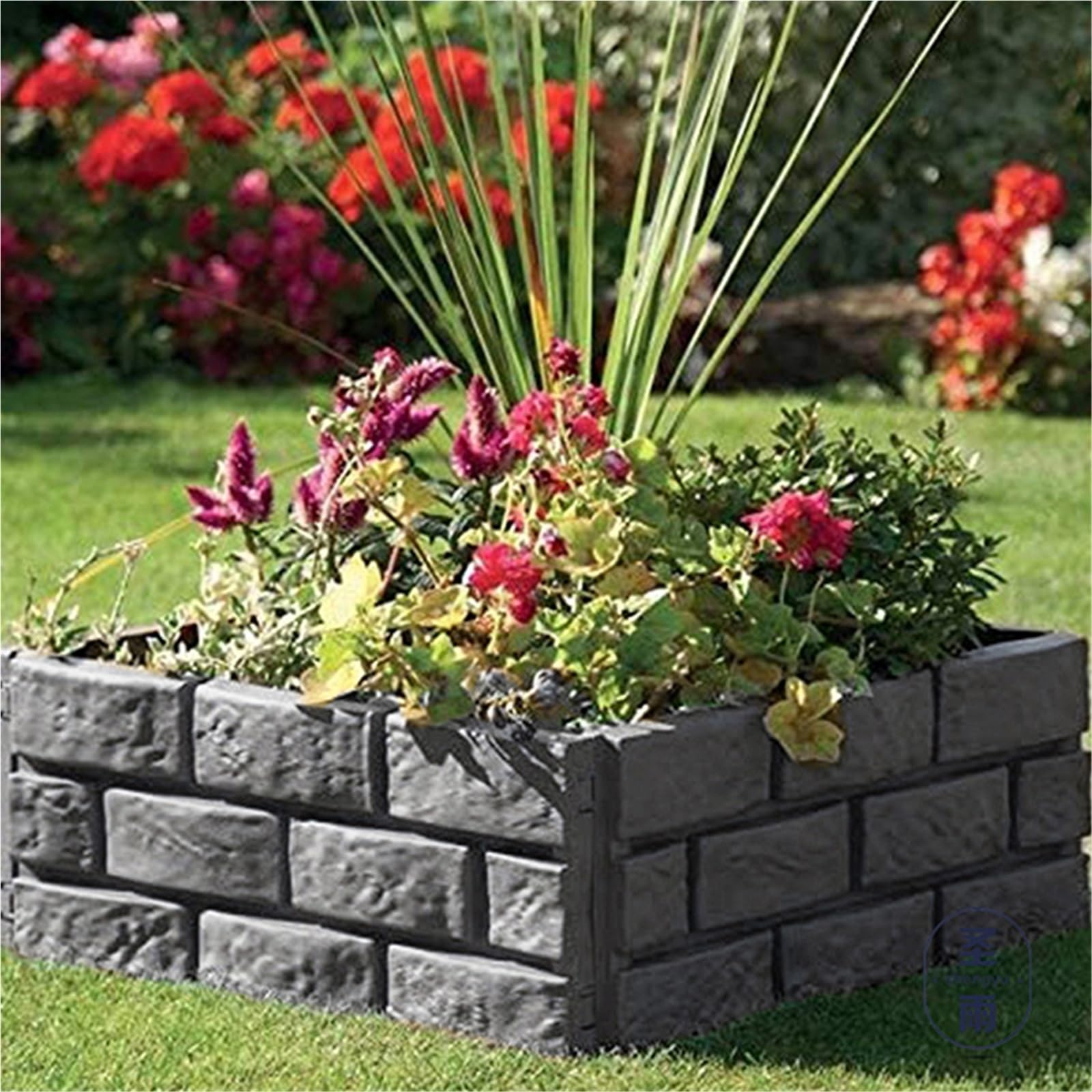 Bordura de Jardín de Plástico 4pcs Garden Fence Edging Panels Flower Border Lawn Yard Barrier Decoration