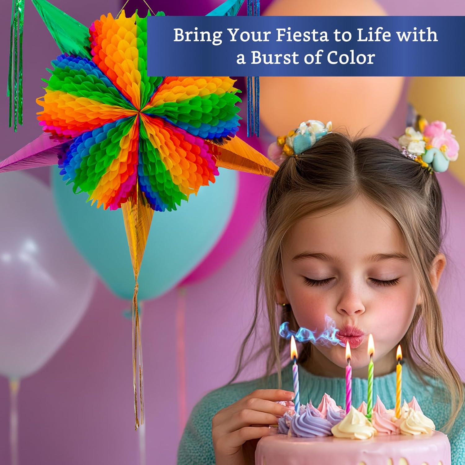 Mexican Piñata (Medium 26 in) - Rainbow Pinata - Authentic Handmade Foldable Large Pinata for Birthday Party - Piñatas para Cumpleaños - Fiesta Piniata - Cinco de Mayo Pinatas