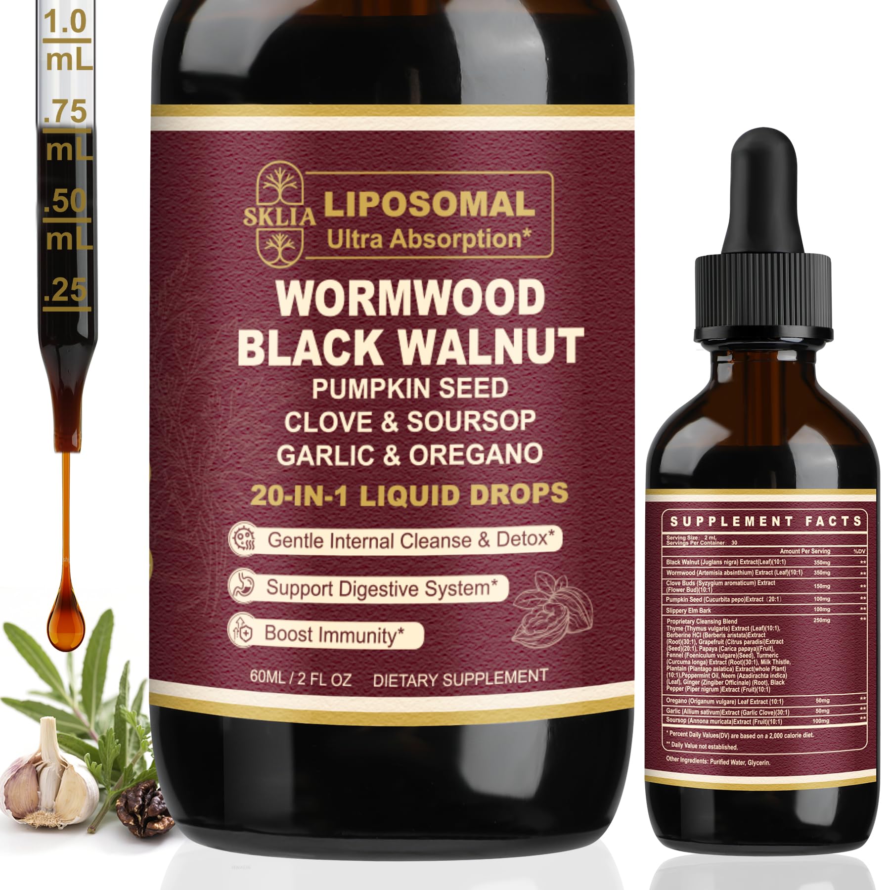 Amazon.com: SKLIA 20-in-1 Liposomal Wormwood Black Walnut Cleanse