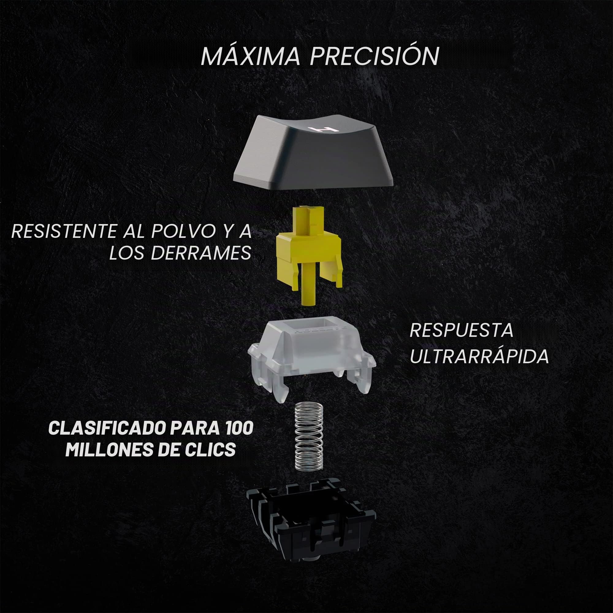 HK Gaming GK61 - Teclado Mecánico Mini 60 por Ciento - 61 Teclas Programables con Retroiluminación LED RGB, Cable USB, para Mac, PC Windows, Hotswap Gateron Switches Optical Yellow, Negro