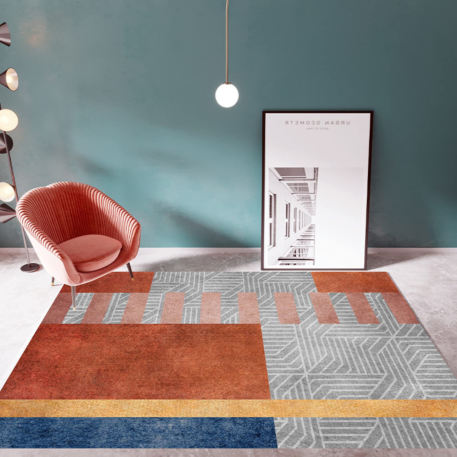 Tapis géométrique moderne 160 x 230 cm lavable et antidérapant