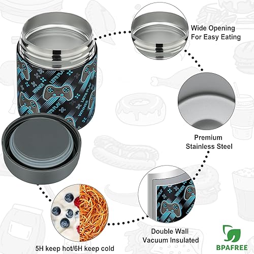 Miniatura 9 de Itslife Lonchera Bento para niños con termo de sopa de 12 onzas y bolsa de almuerzo, recipientes de comida a prueba de fugas para la escuela de