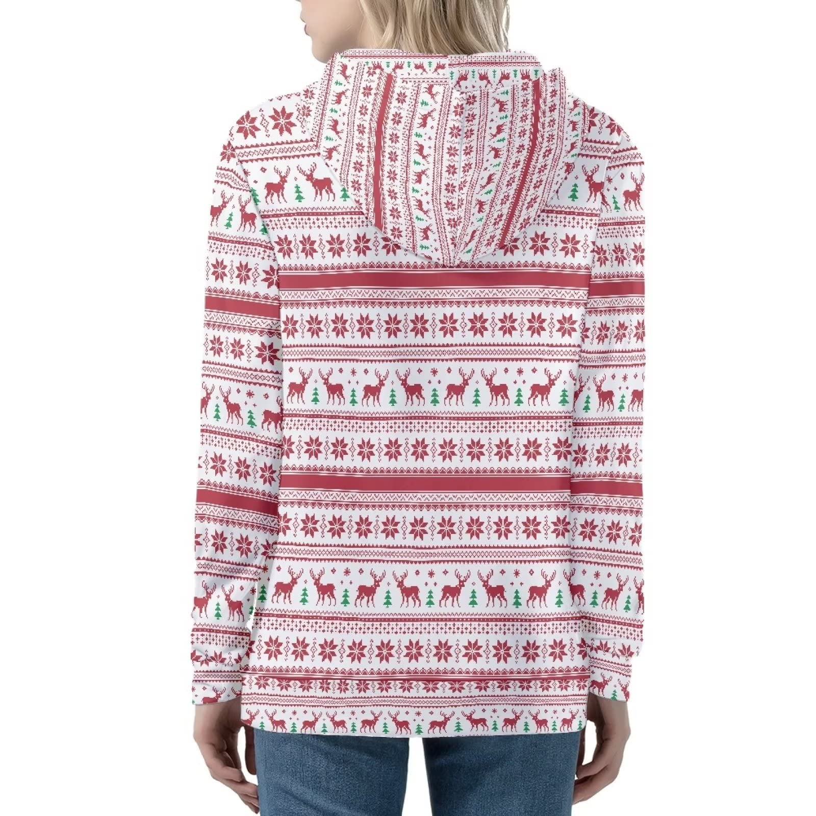 Felpe con cappuccio da donna con zip intera con tasche, Natale., S
