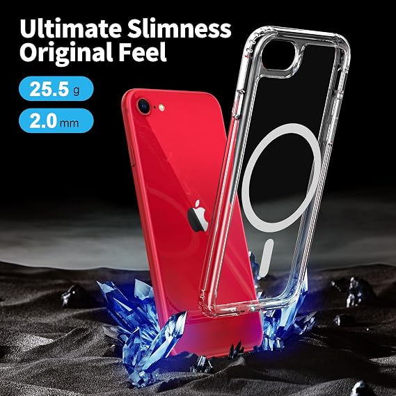 for iPhone SE 2020 Case,Compatible with MagSafe,Crystal Clear[Anti-Yellow],Shockproof Heavy Duty Protection Slim Fit Phone Cover for iPhone 6/6s/7/8/SE 2020/SE 3 2022,Clear