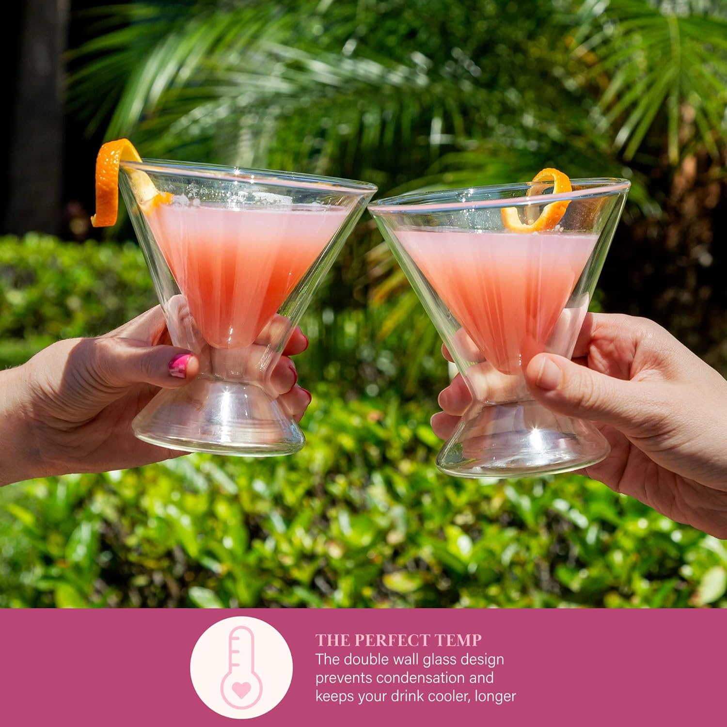 Paris Hilton 2-Piece Martini Glass Set, Double Wall Glass Design, Great for Martinis, Cocktails, Cosmopolitans, Margaritas, 7-Ounce, Clear - Image 7