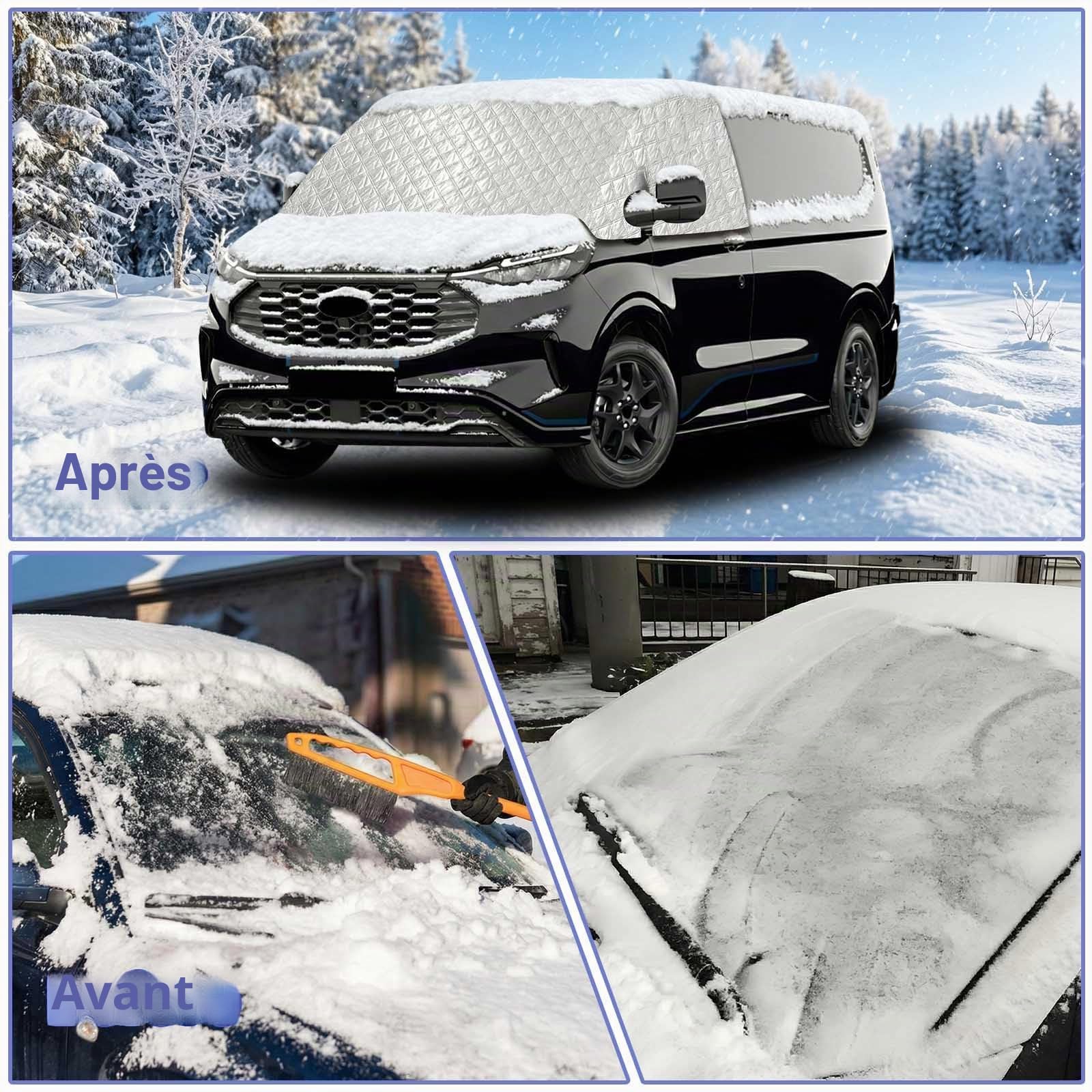 Couvre-pare-brise avant compatible avec VW New Transporter (2024-2026) | Ford Transit Custom & Tourneo Custom (2023-2026) | Protection solaire et antigel pour 4 saisons | Protection thermique contre