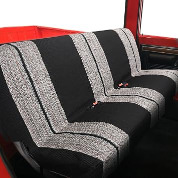 XCAR Universal Bench Seat Cover for Full-Size Pickup Trucks, Black | 1pcs, Durable Woven Fabric, Fits Ford, Chevrolet, Dodge Full-Size Pickups, Front Storage Pockets, Easy Hook-And-Loop Install