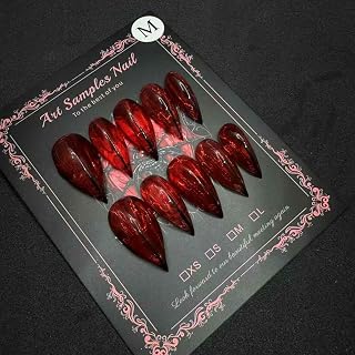 Short Fake Nails Luxury Press on Nails Handmade 3D Nail Art Dark Unique Style Women Size M