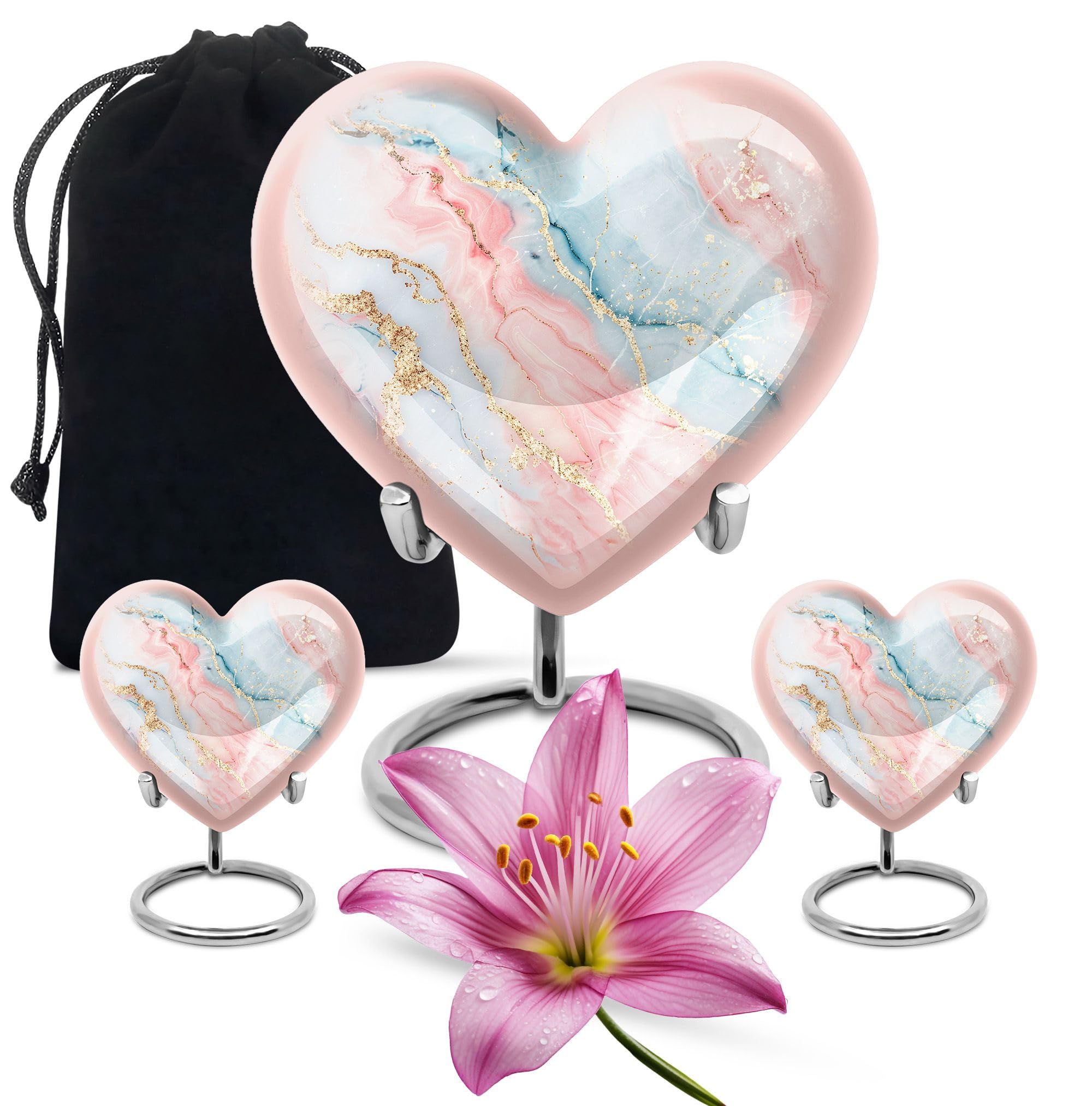YATHABHISA Blush And Sky Marble Small Urn, Cremation Urns For Human Ashes, heart Shaped Urns For Human Ashes, Urn For Ashes Adult Male, Large Urn For Ashes For Women, Urns For Human Ashes Adult Female