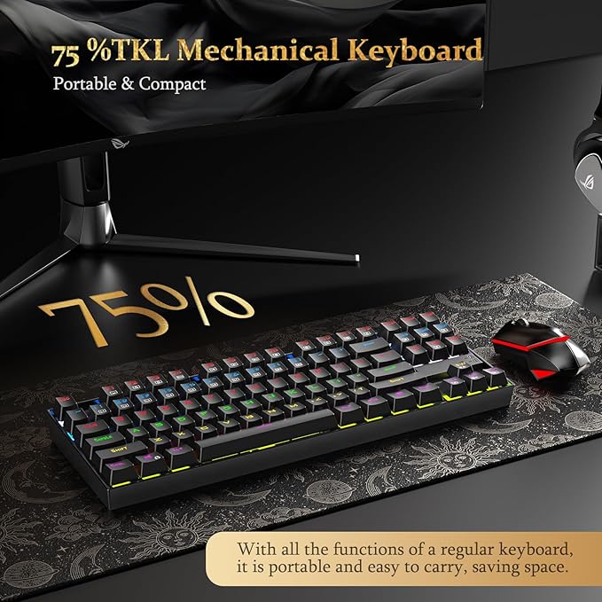 Teclado Mecánico Redragon K552 Retroiluminación RGB 87 Teclas miniatura 3