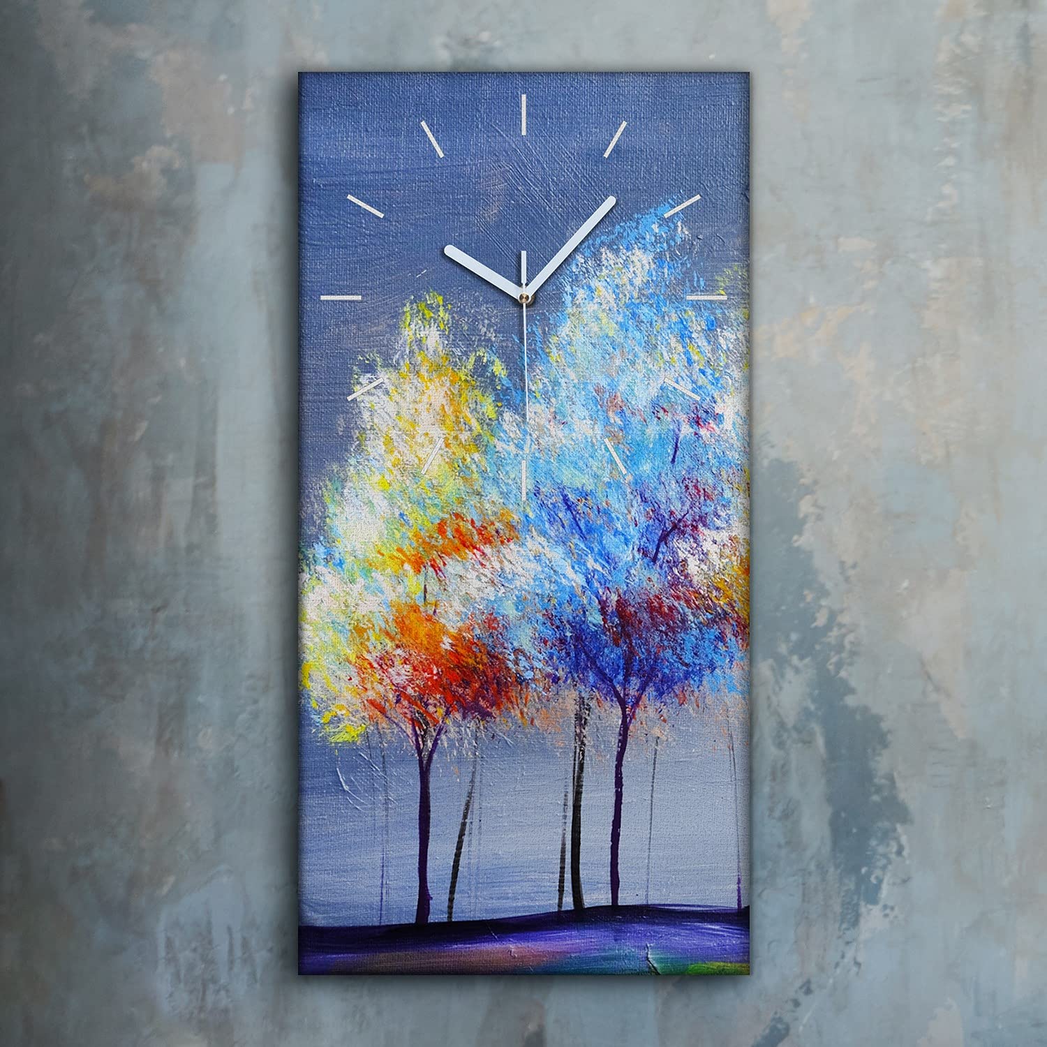 Coloray Wanduhr Auf Leinwand - 60x30 Cm, Weiß, Ohne Ticken, Ukraine Landschaftsmotiv