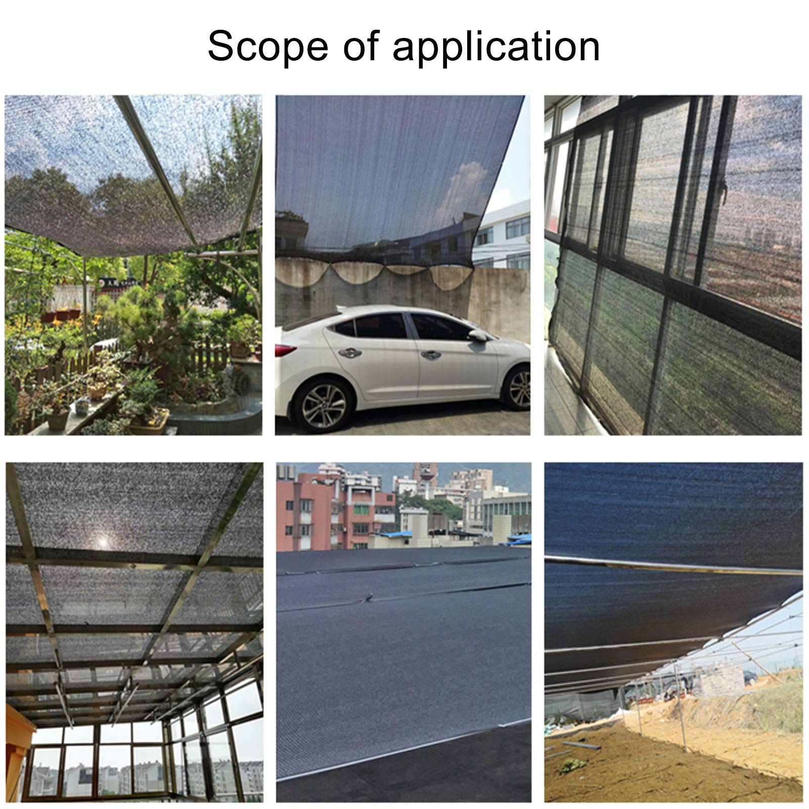 Malla Sombreadora Sun Net de 6 Pines,Solar Sombra Paño,Toldo Vela de Sombra Negra,Malla de Ocultación Anti-Âge,para Exteriores,Patio Trasero,Jardín,Granero,con Ojales (7x10m)