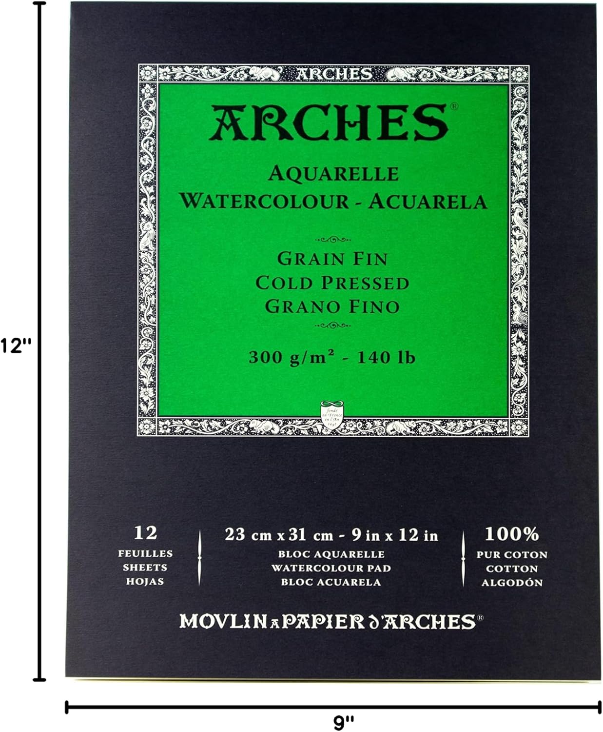 Arches Watercolor Paper Pad, 140 pound, Cold Press, 9"x12"