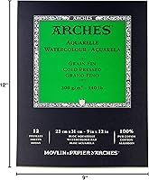 Vista 4 de Almohadilla de papel de acuarela Arches, 140 libras, prensa fría, 9"x12