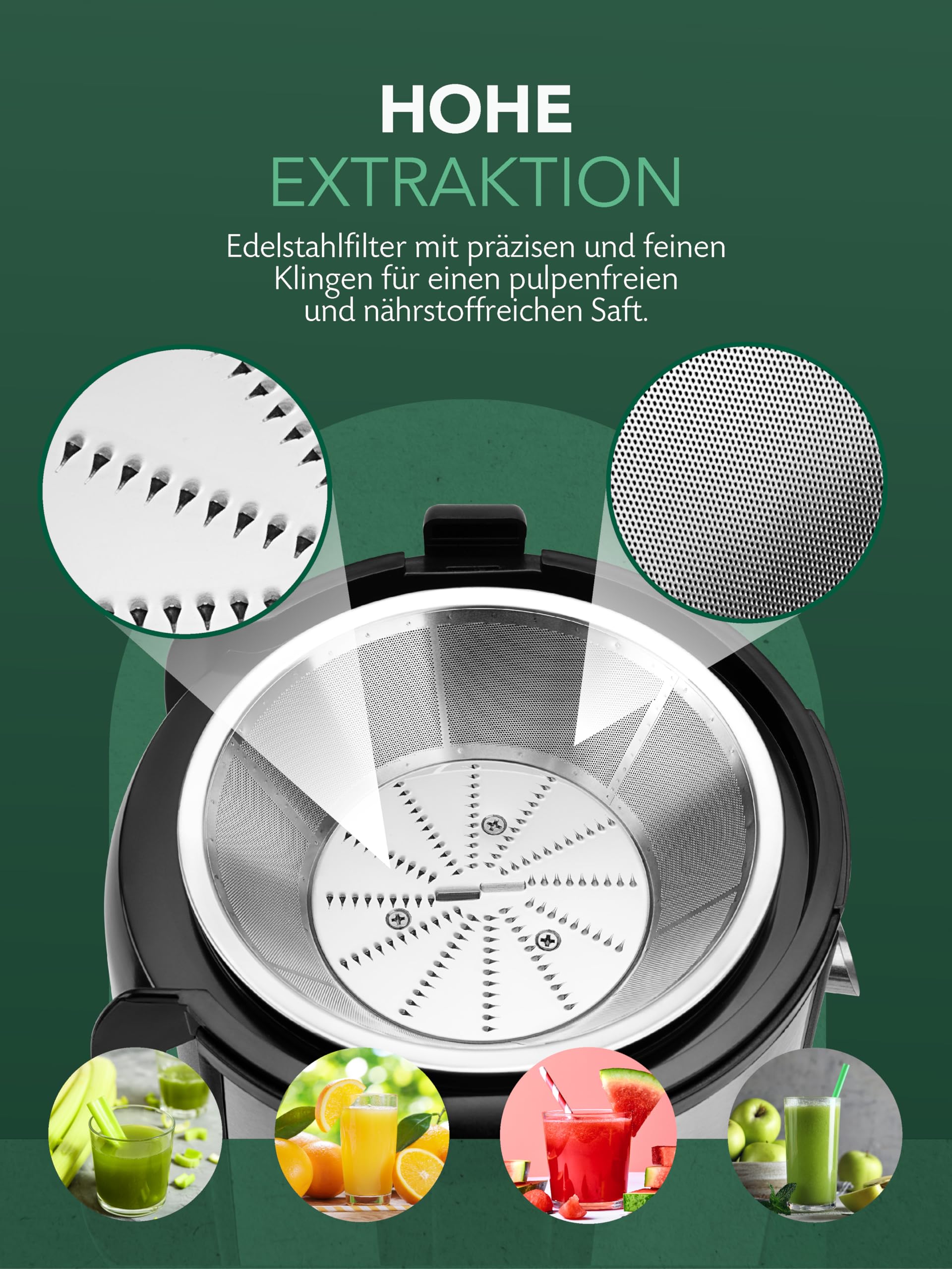 Twinzee 850 W Entsafter für Gemüse und Obst – Elektrische Saftpresse mit 2 Geschwindigkeitsstufen und großem Einfüllschacht (75 mm) – Juicer Machine