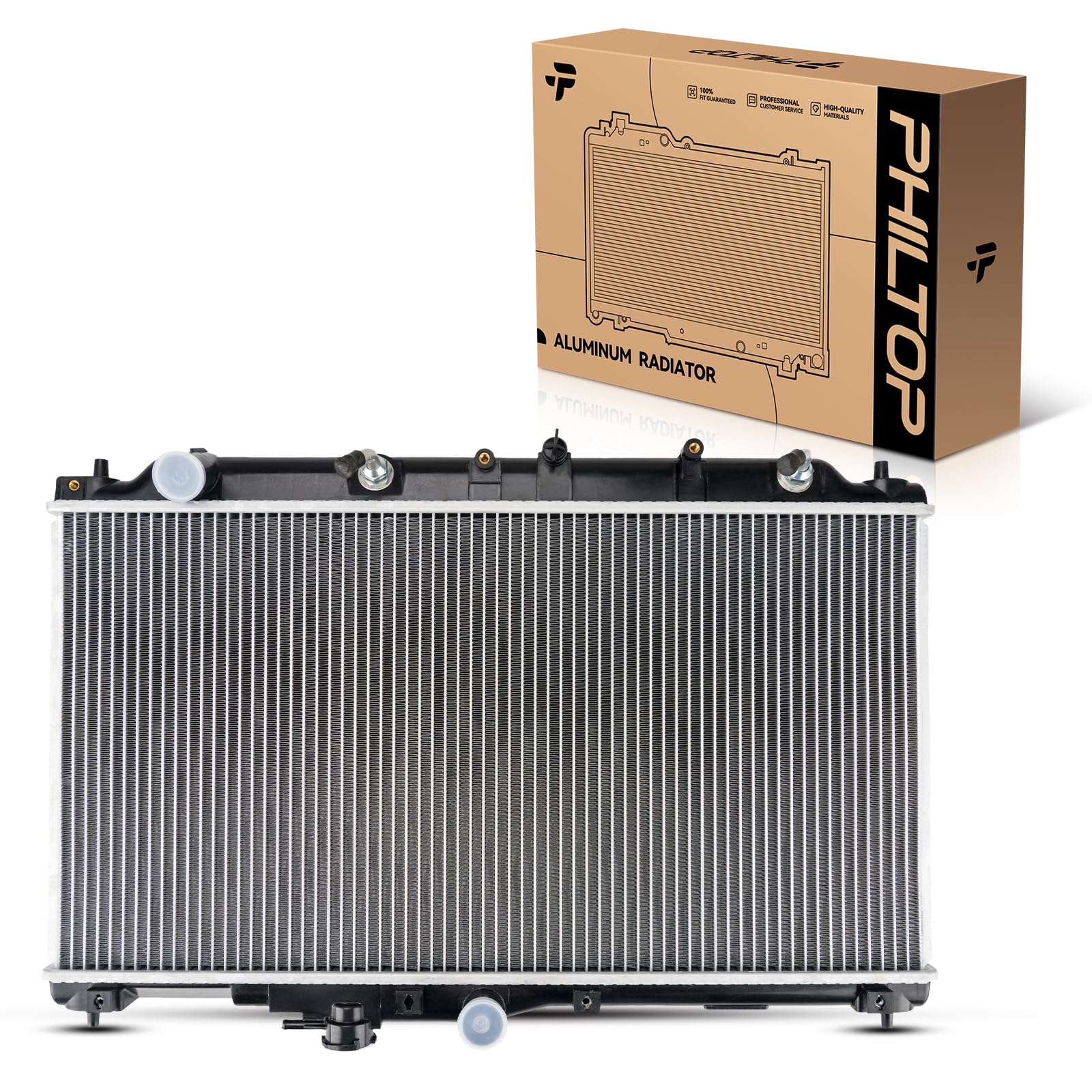 PHILTOP Aluminum Car Replacement Radiator Compatible with 1990-1993 Accord, 1992-1996 Prelude 2.2L CU19