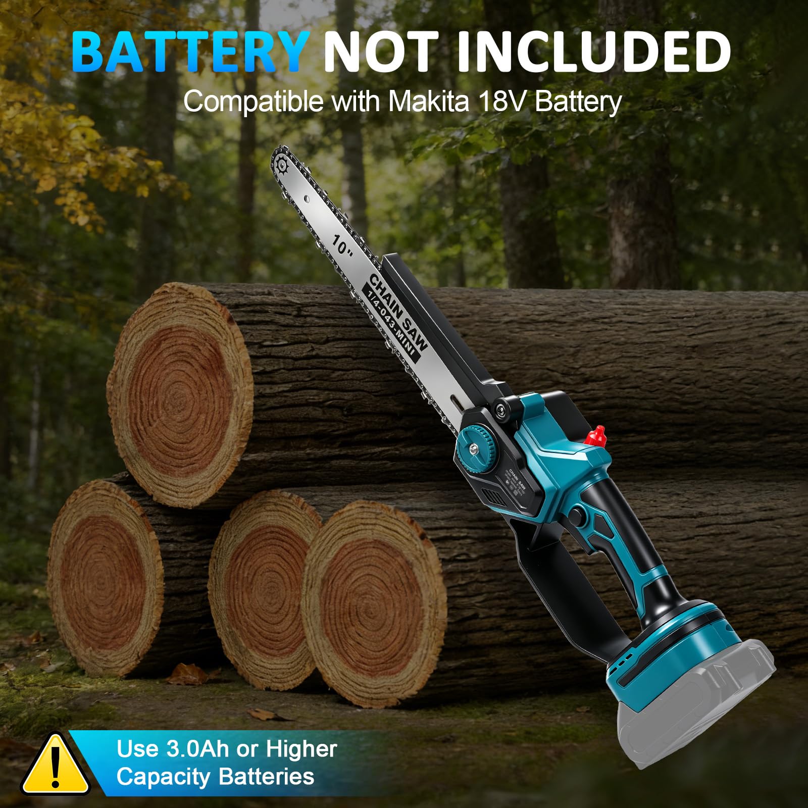 Mini motosierra 2 en 1 de 10 y 8 pulgadas con 4 cadenas, compatible con batería Makita de 18 V, motor sin escobillas de 1000 W, sierra eléctrica para jardín, cuidado de árboles y leña (sin batería ni
