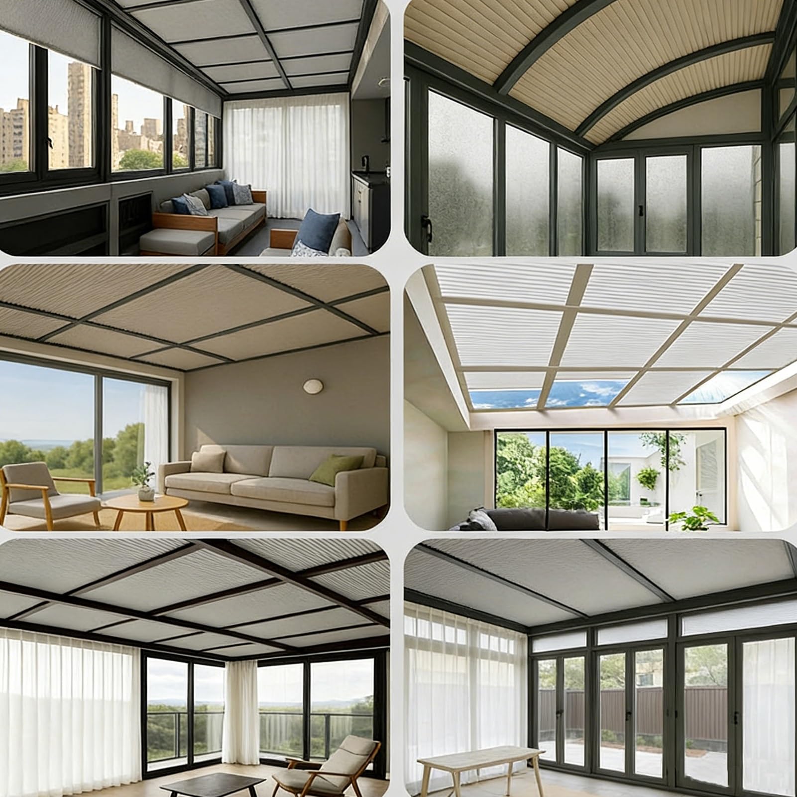 Stores Puits Lumière Commande Manuelle, Stores Occultants Intégraux Fenêtres Toit Véranda, Protection Anti-UV pour Puits Lumière Coulissants