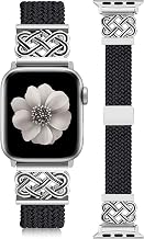 TOYOUTHS Thin Braided Magnetic Band Compatible with Apple Watch Bands 38/40/41/42/44/45/46/49mm Women, Slim Dressy Celtic Metal Stretchy Elastic Strap for iWatch Series 11 10 9 8 7 6 5 4 SE/Ultra 3 2