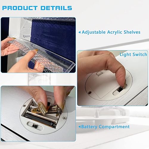 Miniatura 3 de OUTDOOR DOIT Organizador de joyas, armario de joyería, joyero de pie con espejo de cuerpo completo y armario de madera grande con cerradura de