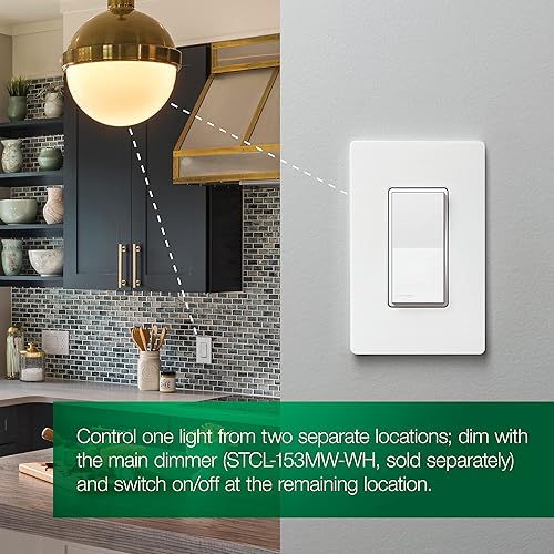 Miniatura 2 de Lutron Sunnata - Interruptor de atenuación táctil, tecnología avanzada LED+ para LED e incandescente, 3 víasmultiubicación, STCL-153MS-WH-3, blanco