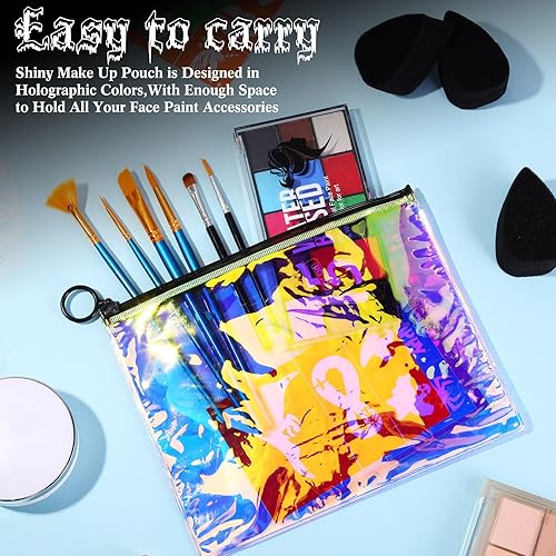 Miniatura 6 de Qilery El kit de 30 plantillas de pintura facial incluye paleta de pastel de pintura facial, 12 plantillas de pintura facial reutilizables, 6