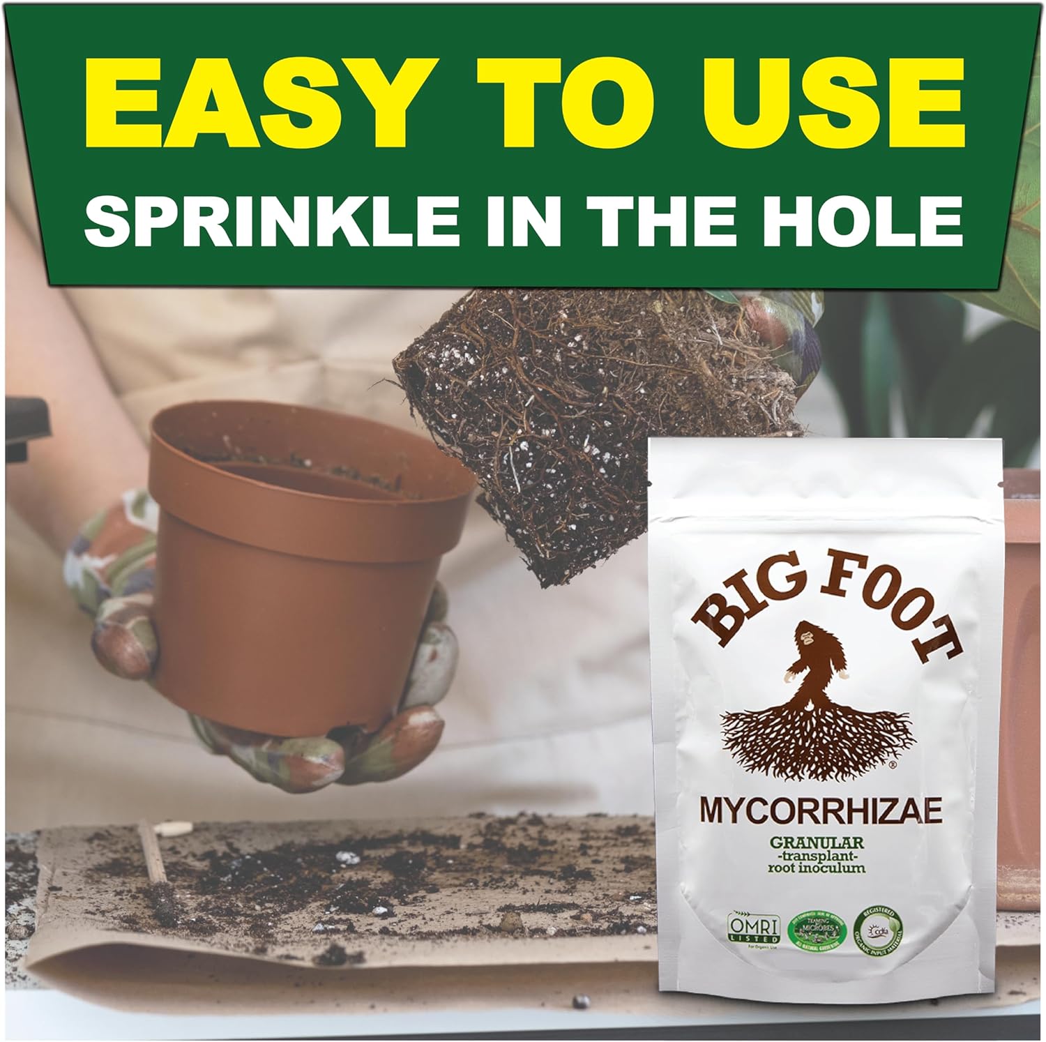 Big Foot Mycorrhizal Fungi Granular for Transplants - for All Plants - Easy to Use Root Stimulator - Treats 1200 Plants (300K mycorrhizal Spores) - Double Your Plant Size - 10 Pounds