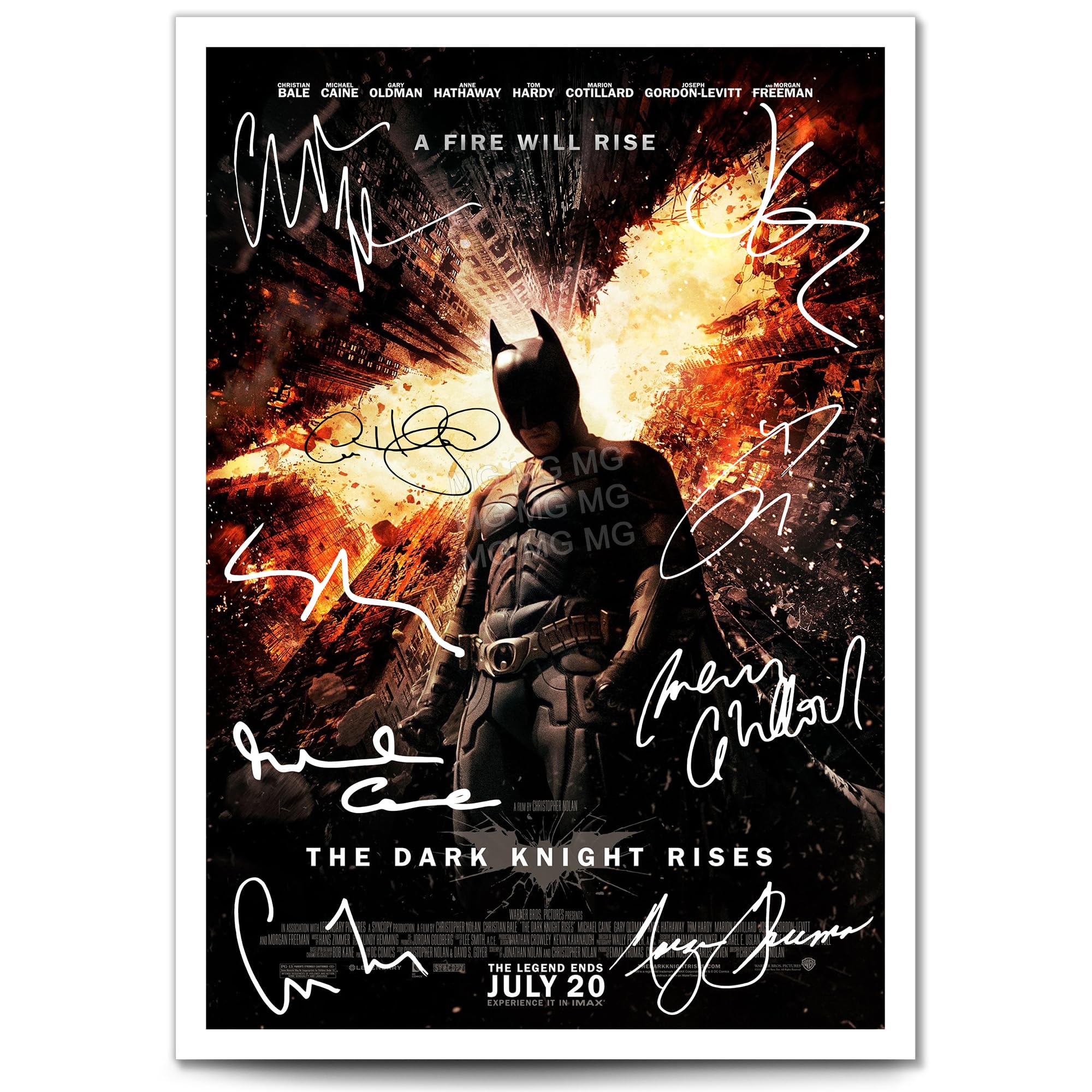 Mounted Gifts Trading The Dark Knight Batman Trilogy All Movie Film Posters Cast Signed A4 Poster Photo Print Framed Autograph Gift Christian Bale Heath Ledger (The Dark Knight Rises A3 Poster Only)