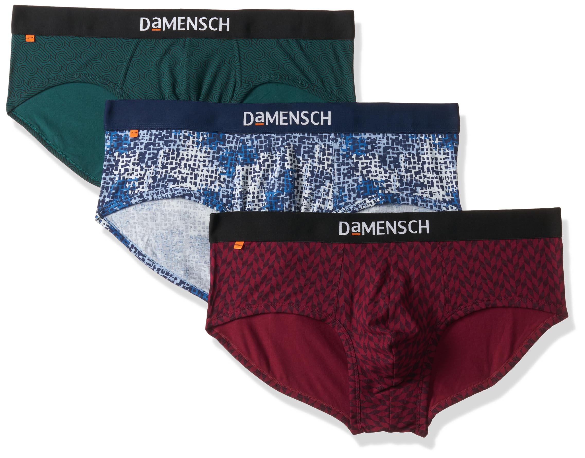 DAMENSCH Regular Fit Printed Cotton Blend Brief Underwear Anti-Bacterial Moisture Wicking Breathable Microfibre Waistband Stretchable Deo-Cotton Brief for Men
