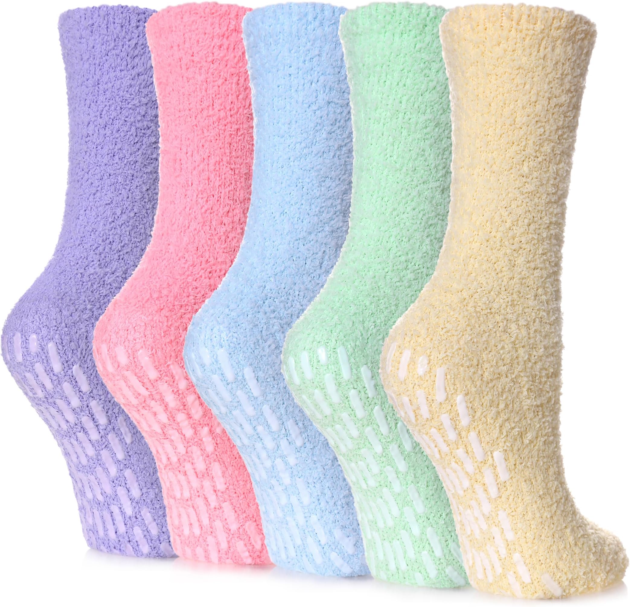 Non Slip Hospital Socks for Women with Grips Fuzzy Cozy Anti Skid Slipper Socks Winter Warm Soft Fluffy Sleep Socks