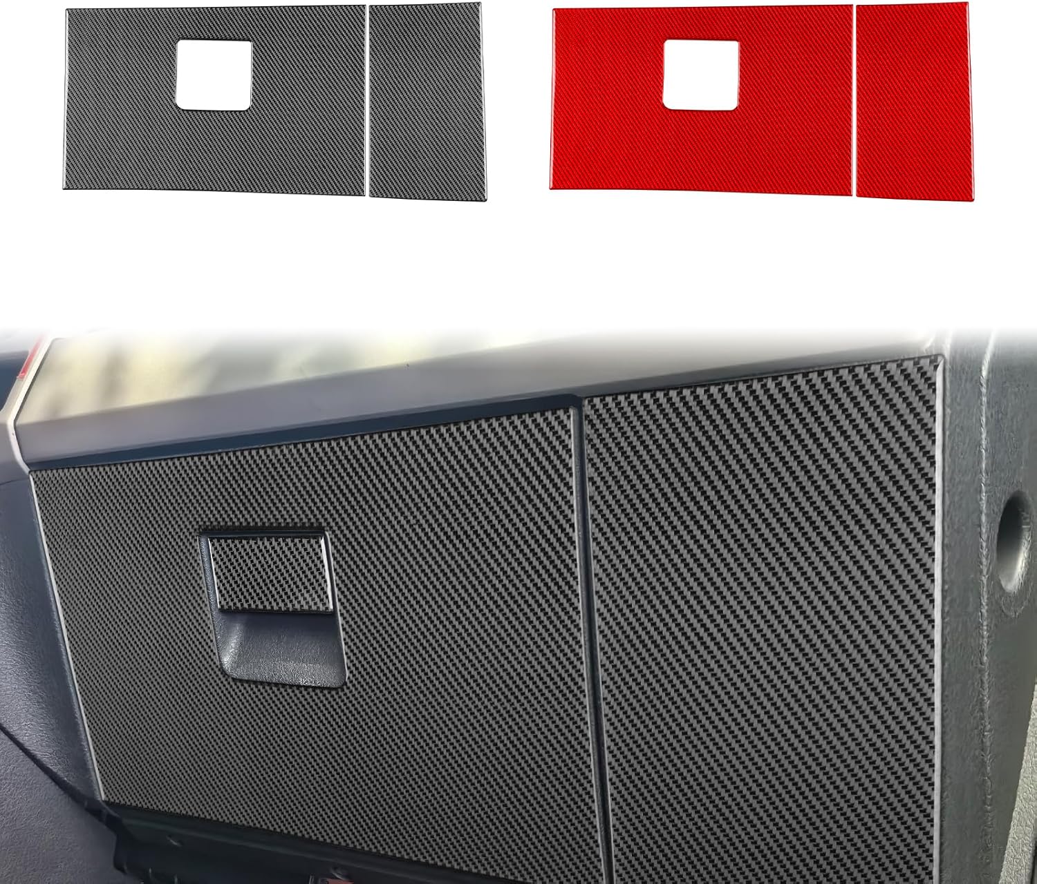 Real 3K Black Carbon Fiber Car Co-pilot Glove Box Scratch Protector Cover Soft ​Sticker Interior Accessories Trim Compatible with Ford F150 2009-2014/F-150 SVT Raptor 2010-2014[Crew Cab Version]