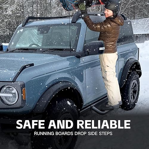 Miniatura 5 de Bronco - Estribos laterales compatibles con Ford Bronco 2 puertas 2021 2022 2023 2024 con rieles The Rock, barras laterales extraíbles de acero