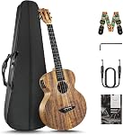 Caramel CB207 Acacia Baritone Acoustique Ukulele électrique avec tige de Truss avec cordes supplémentaires, Gig Bag rembourré, Sangle et EQ câble