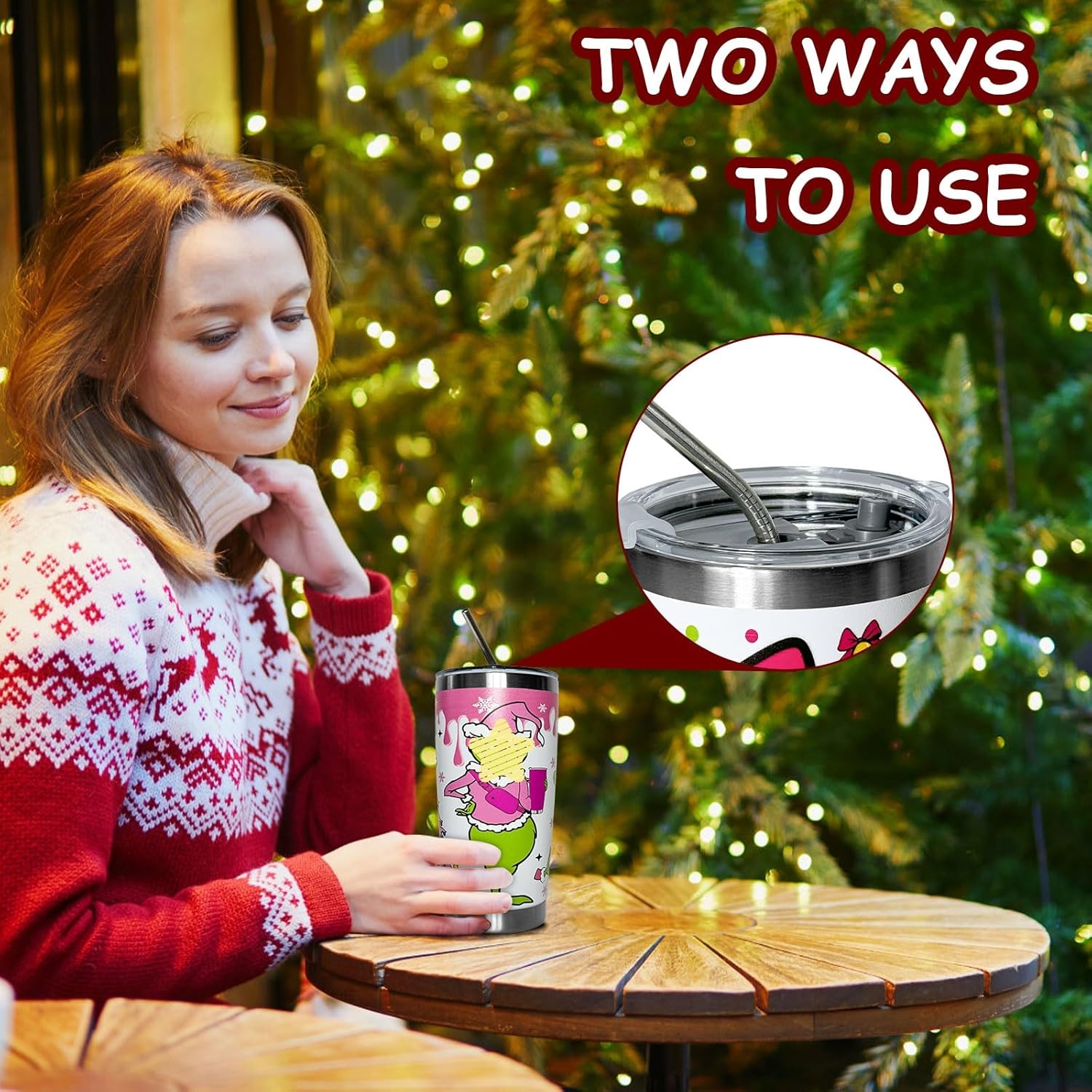 20 oz Christmas Tumbler with Straw, Stainless Steel Tumbler for Christmas Gift Coffee Cup Travel Cup - Image 6