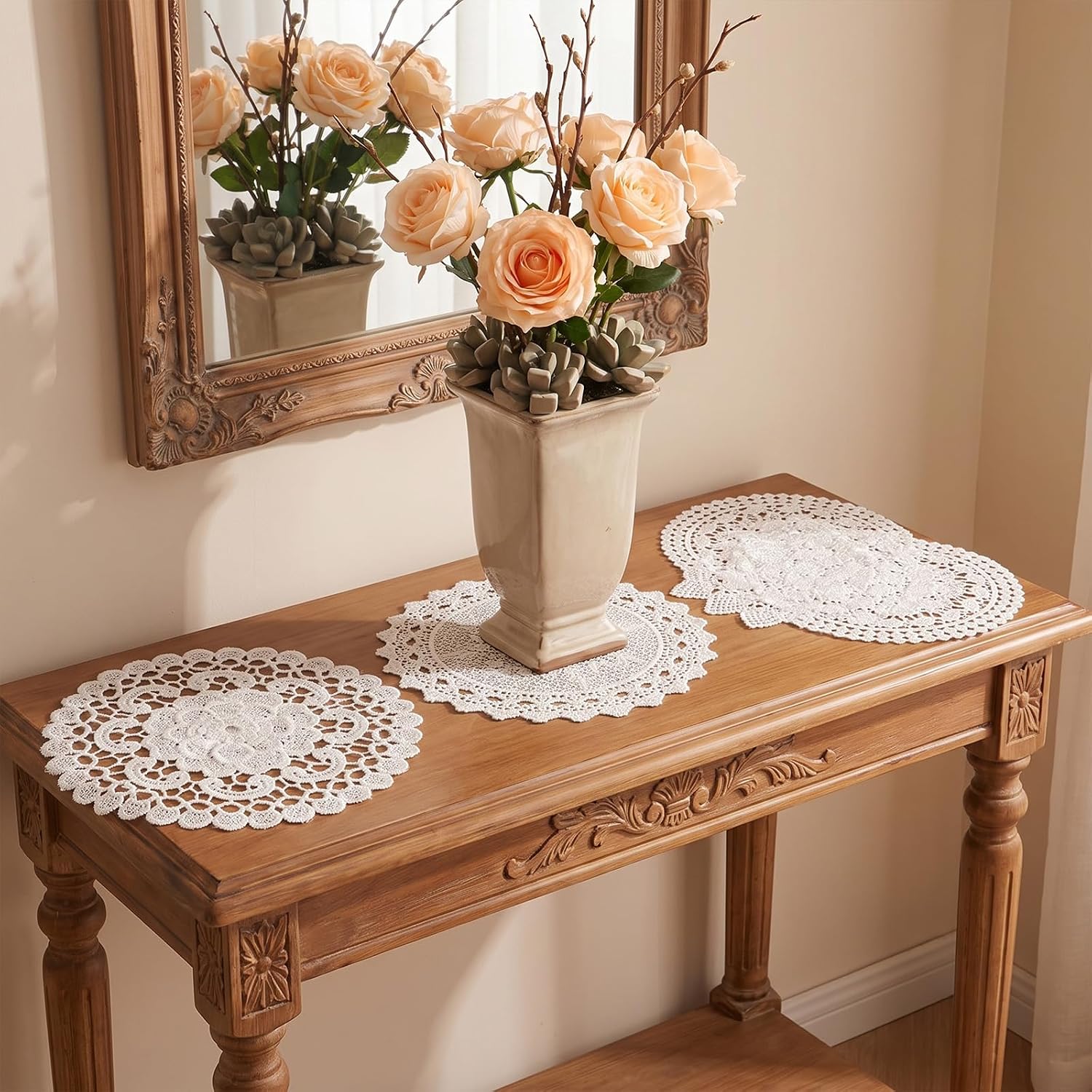 Lace Doilies, 9 Pcs 6 Inch White Vintage Crochet Doilies