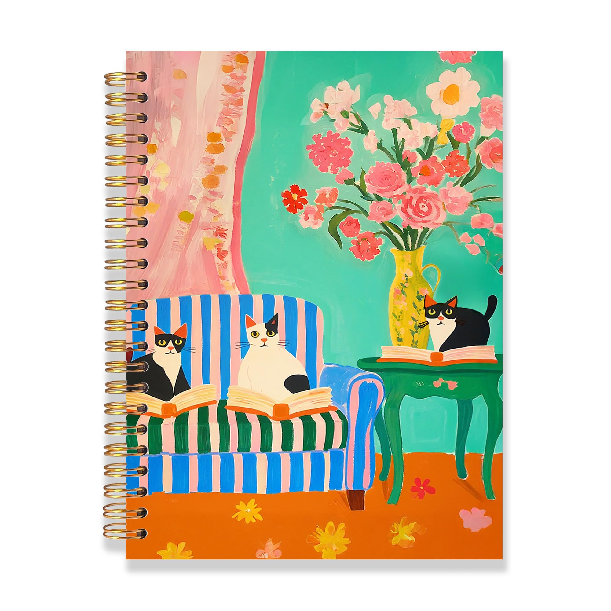 Carnet à spirale ligné esthétique journal art de salon chat - 7